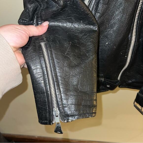 VINTAGE UNBRANDED genuine leather motor cycle jacket L - Picture 8 of 9
